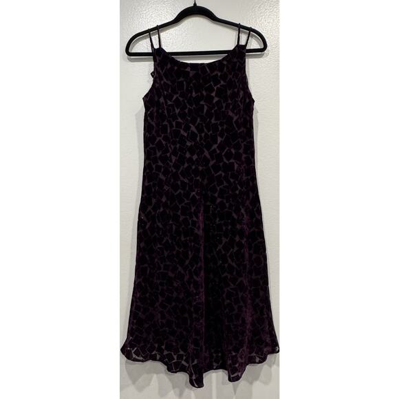 Evan Picone Size 12P Y2K Velvet Burnout Fairycore Whimsigoth Midi Dress Purple - Picture 7 of 9